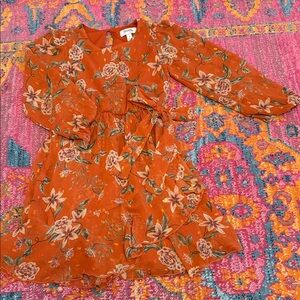 Speechless Orange Floral Kids Dress